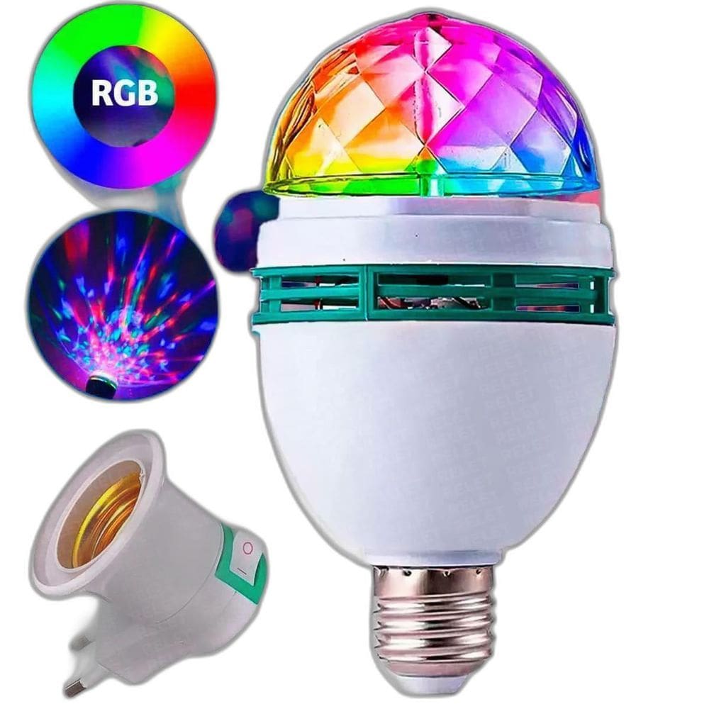Lâmpada De Led Colorida Giratória Balada