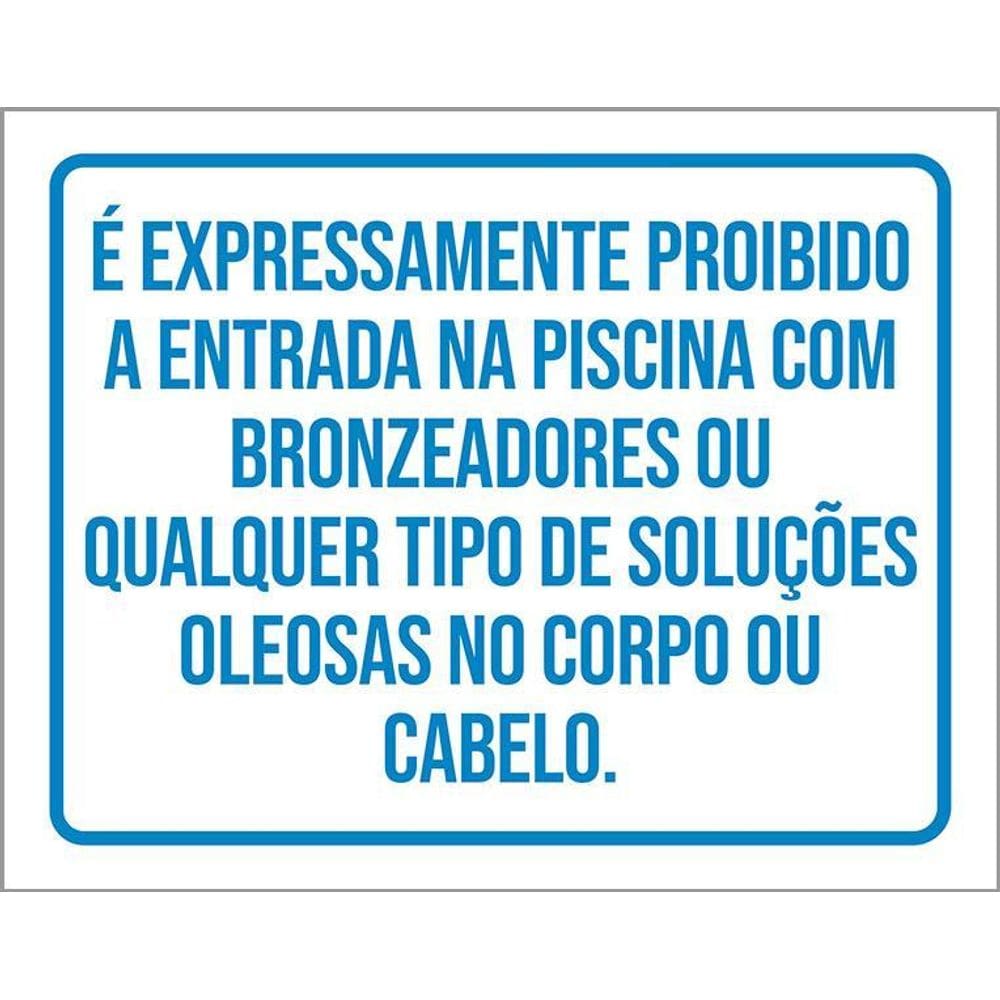 Placa Não Entra Piscina Bronzeador Soluções Oleosas 36X46