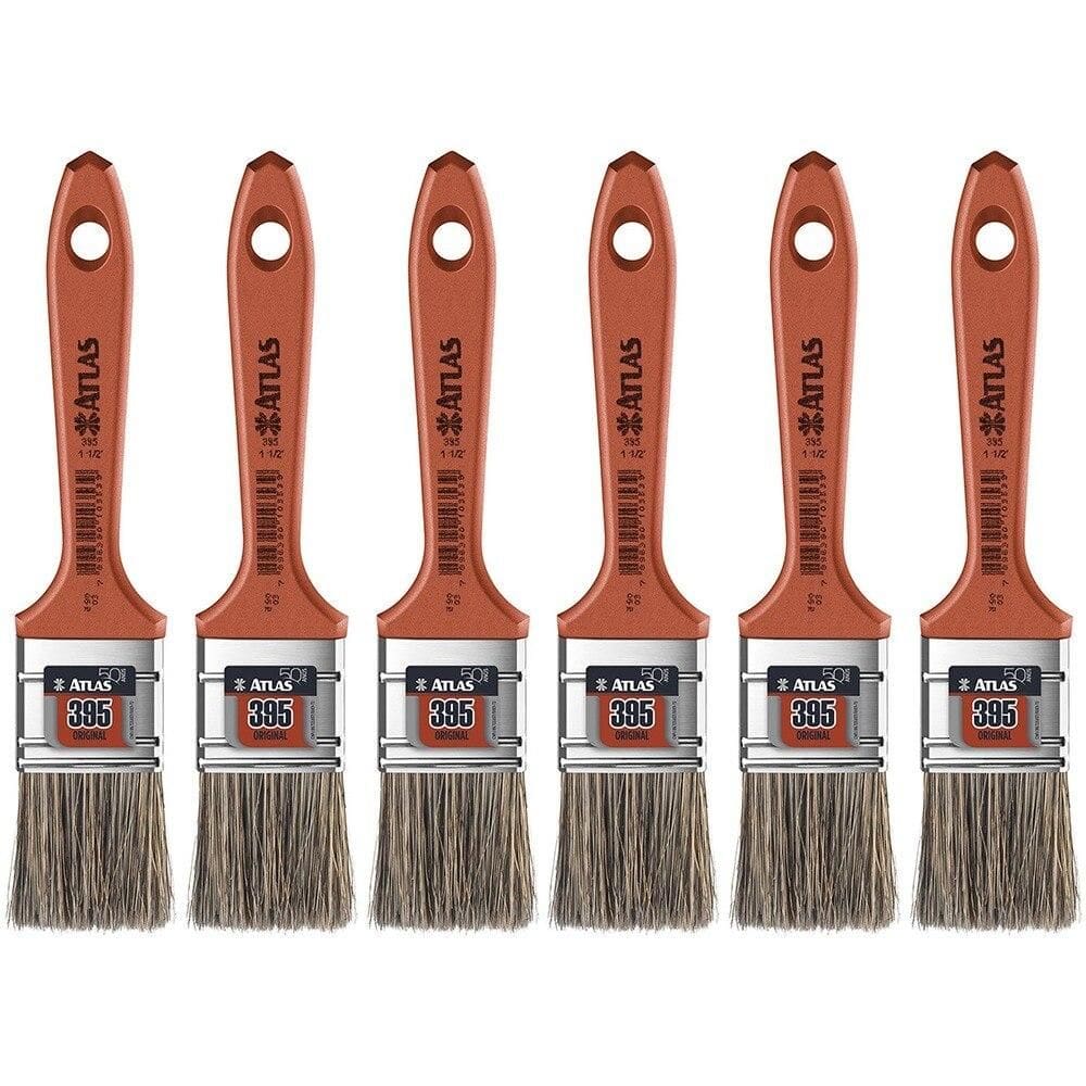 Pincel Atlas, Trincha Média, Cerdas Gris, 1.1/2” - 6 Unidades