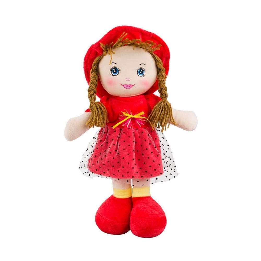 Boneca De Pano Chapéu Vestido De Bolinhas 40Cm