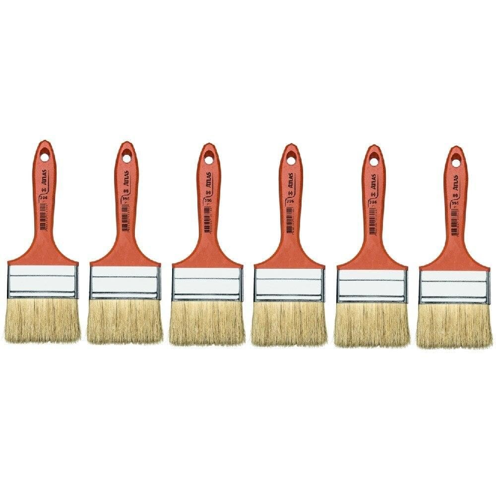 Pincel Atlas, Trincha Média, Cerdas Brancas, 3” - 6 Unidades