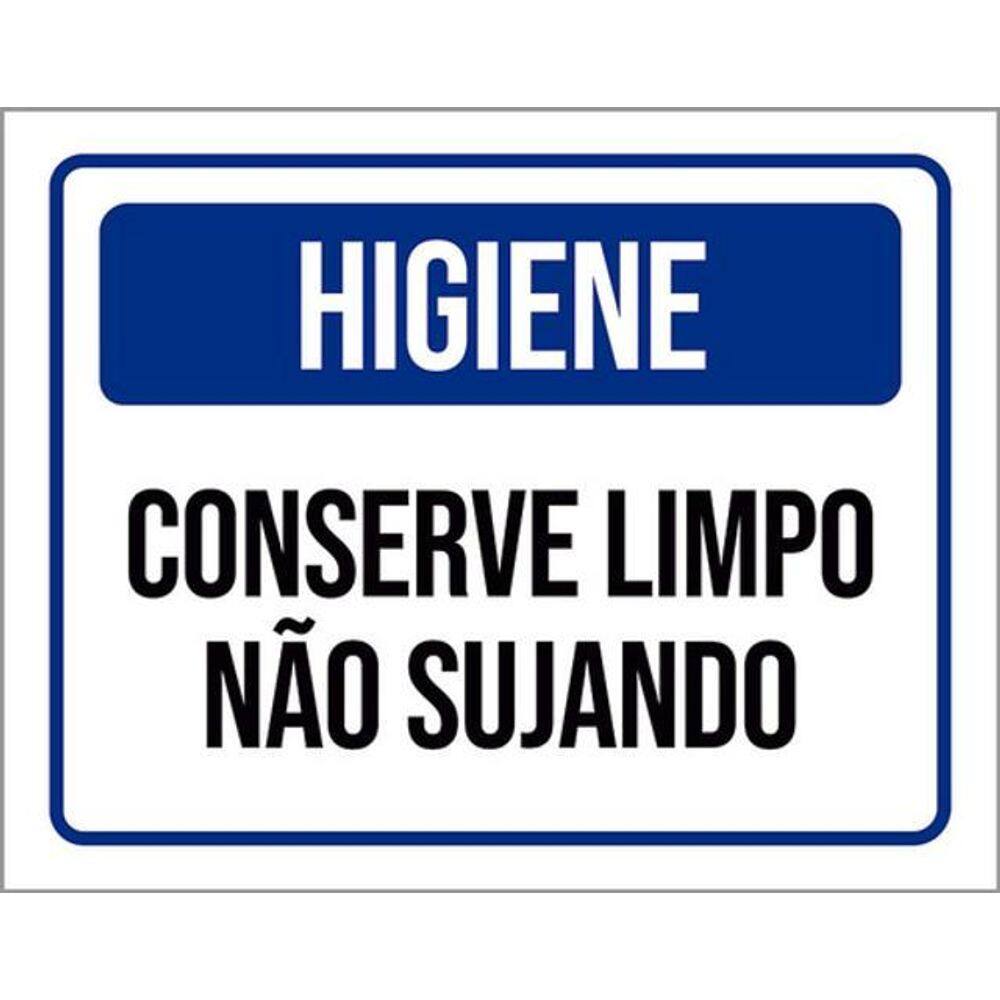 Kit 5 Placas Higiene Conserve Limpo Não Sujando Azul 36X46