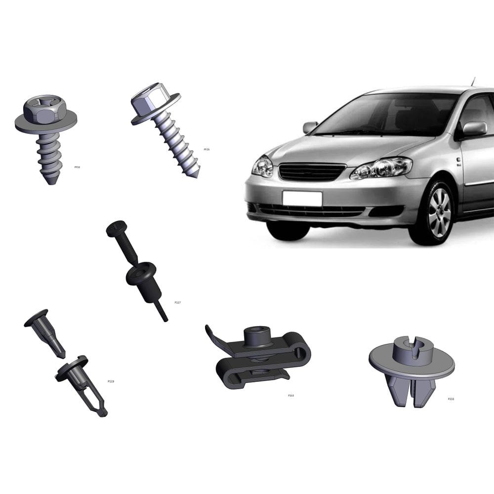 Kit Presilha Parachoque Corolla Fielder 2002 A 2008 Dianteir