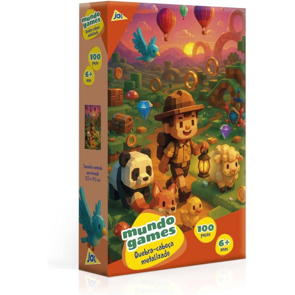 Quebra-Cabeça Mundo Games Metalizado - 100 Peças - Jak
