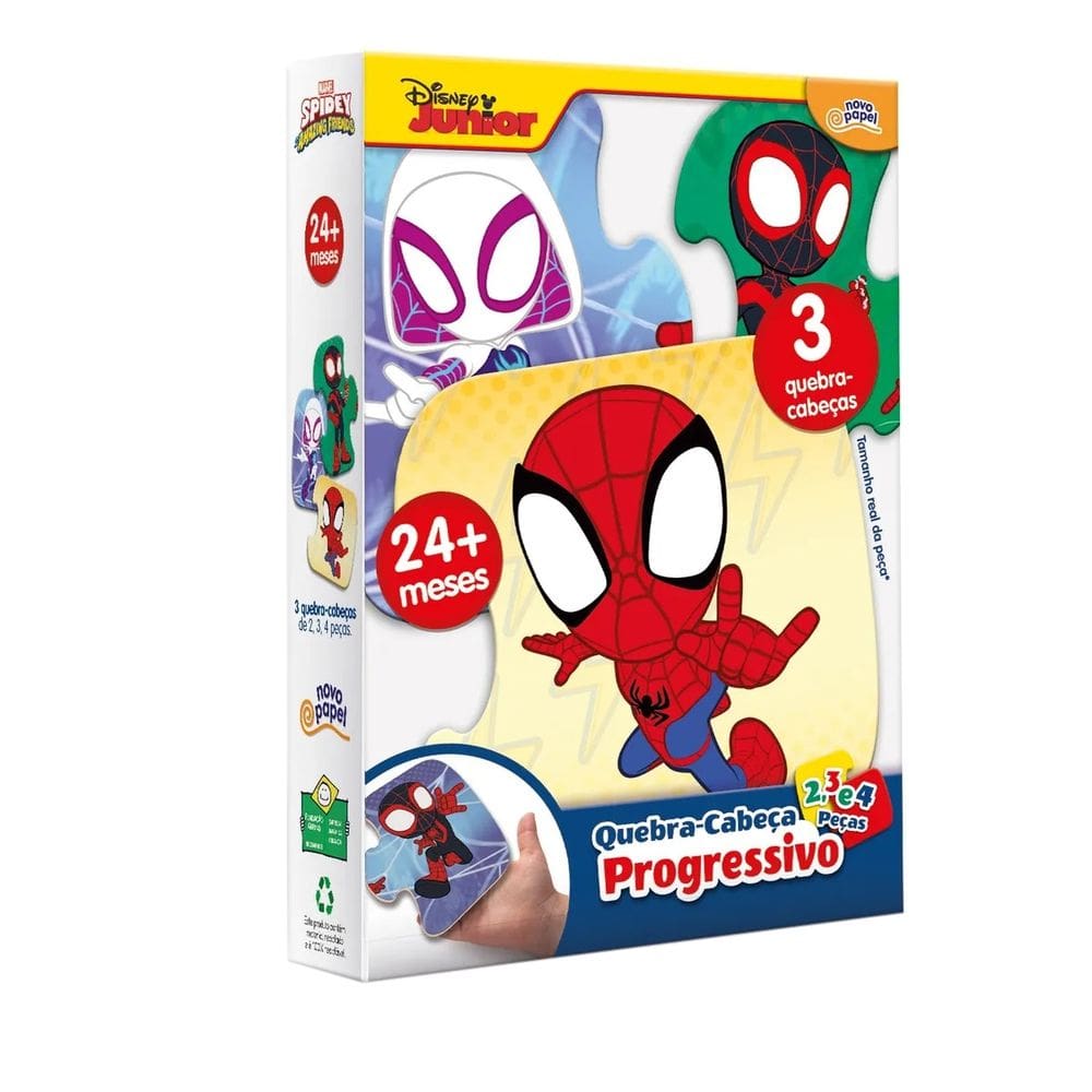 Quebra-Cabeça Progressivo Spidey Disney Junior - 2, 3 e 4 Peças - Toyster
