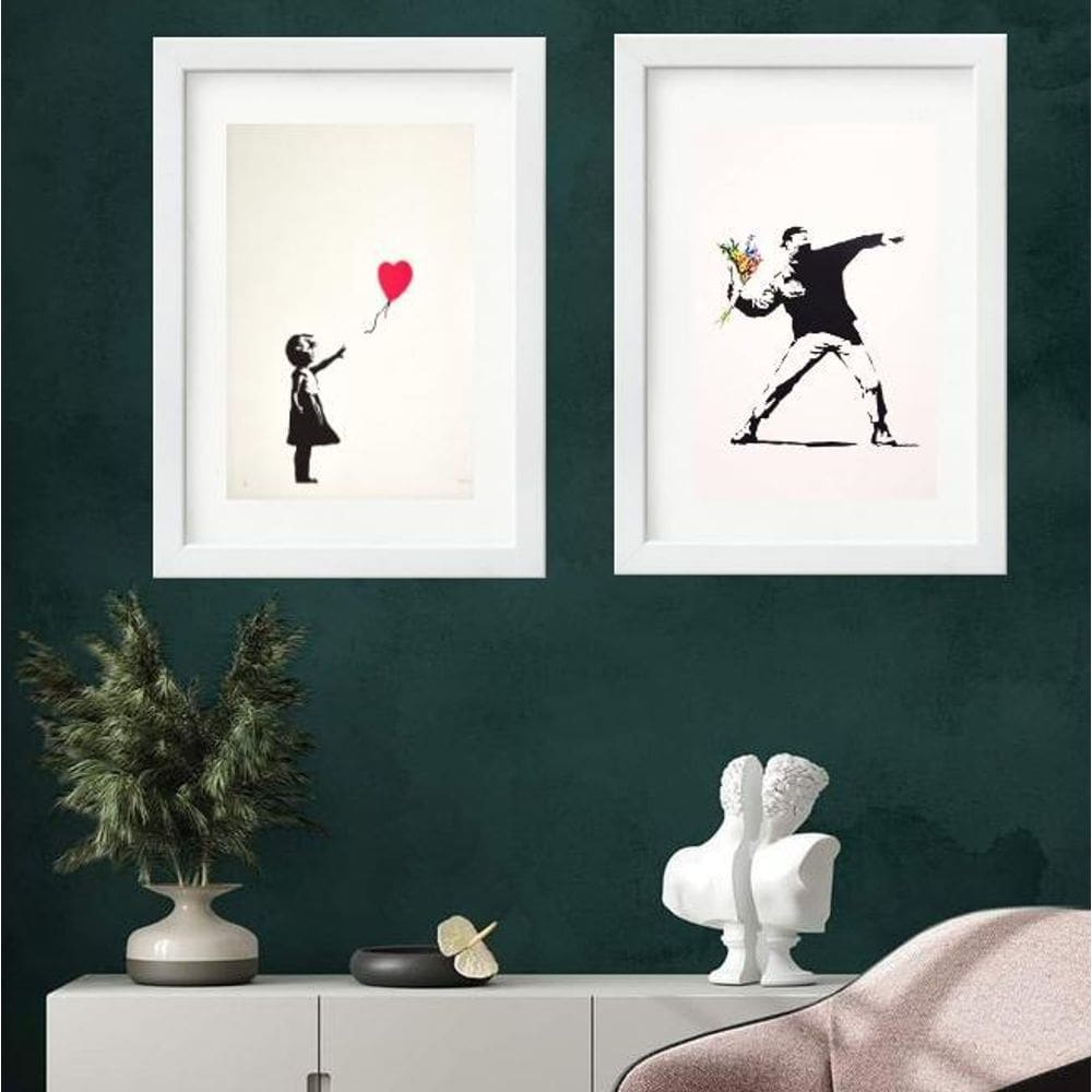 Kit 2 Quadros Arte Banksy - 60X48Cm