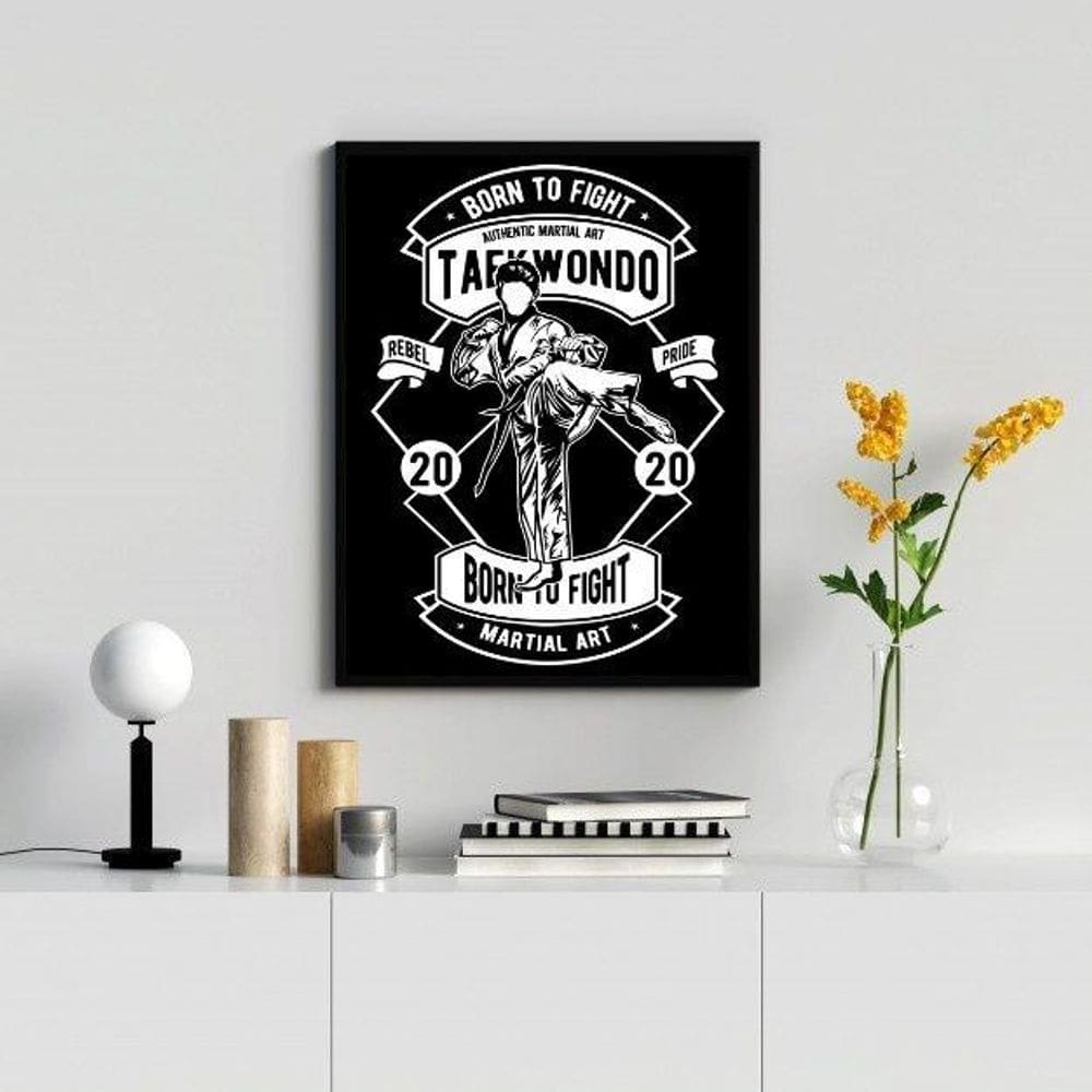 Quadro Taekwondo Poster 33x24cm Moldura Preta