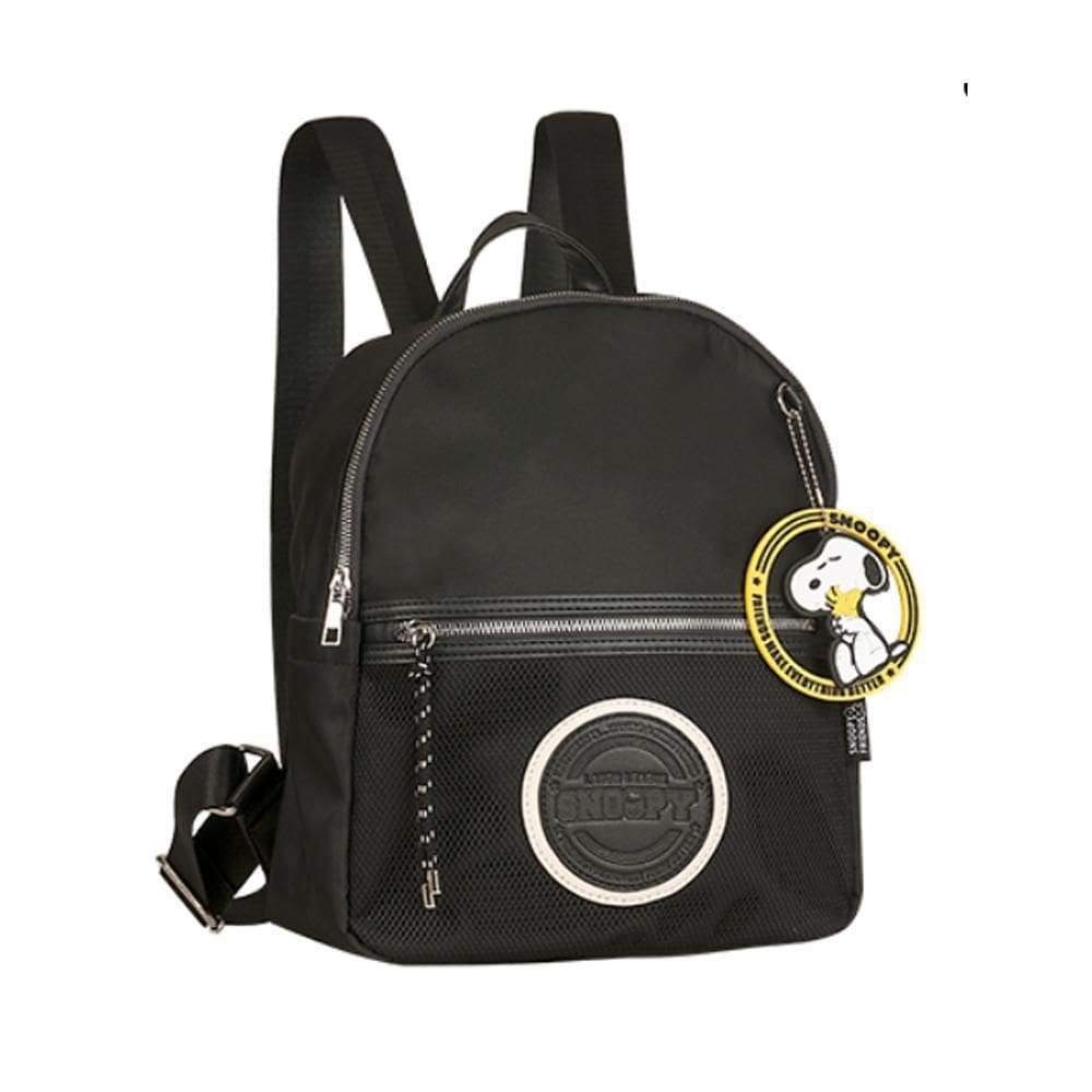 Mini Mochila Preta Snoopy Fun Com Chaveiro - Semax