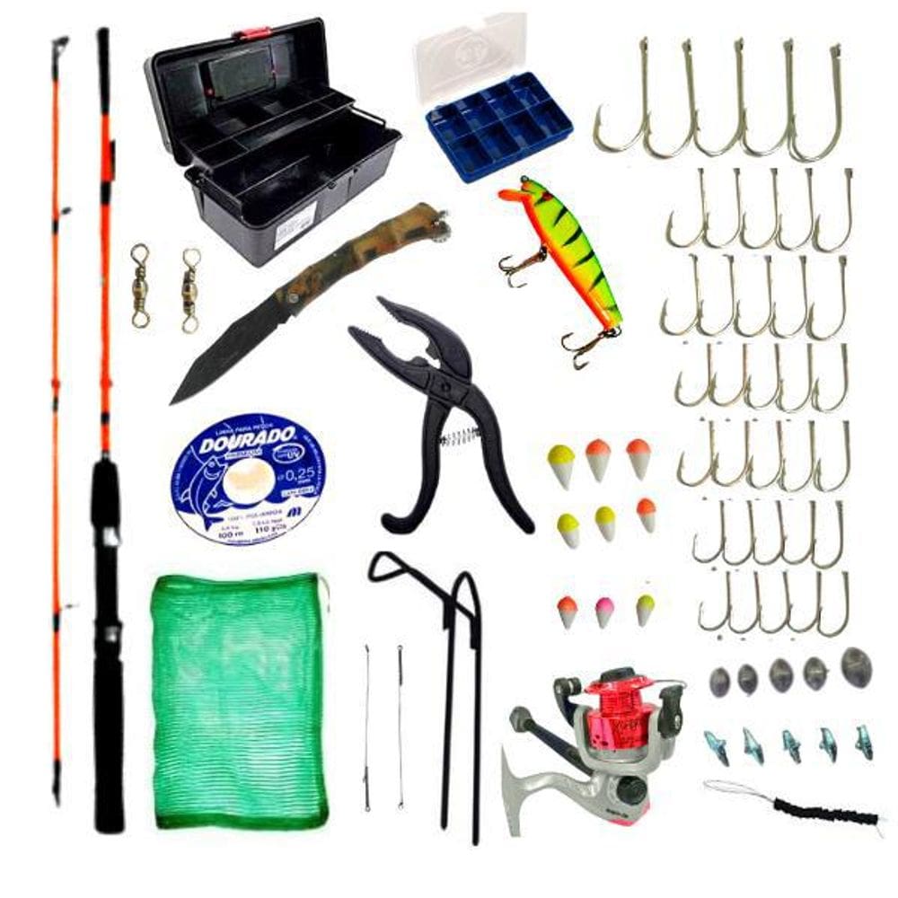 Kit Pesca Esportiva Completo Vara Molinete Isca Artificial