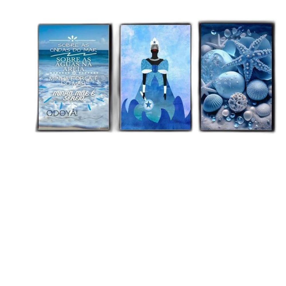 Kit 3 Quadros Orixá Iemanjá- Odayá 45X34Cm