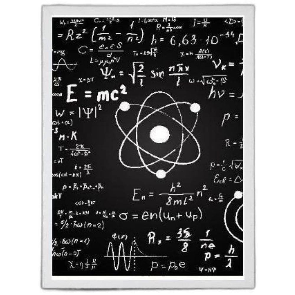 Quadro Decorativo Física Átomo Equação 33X24Cm Vidro Branca