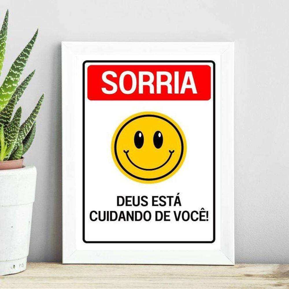 Quadro Cristão Sorria - Jesus Te Ama 45X34Cm