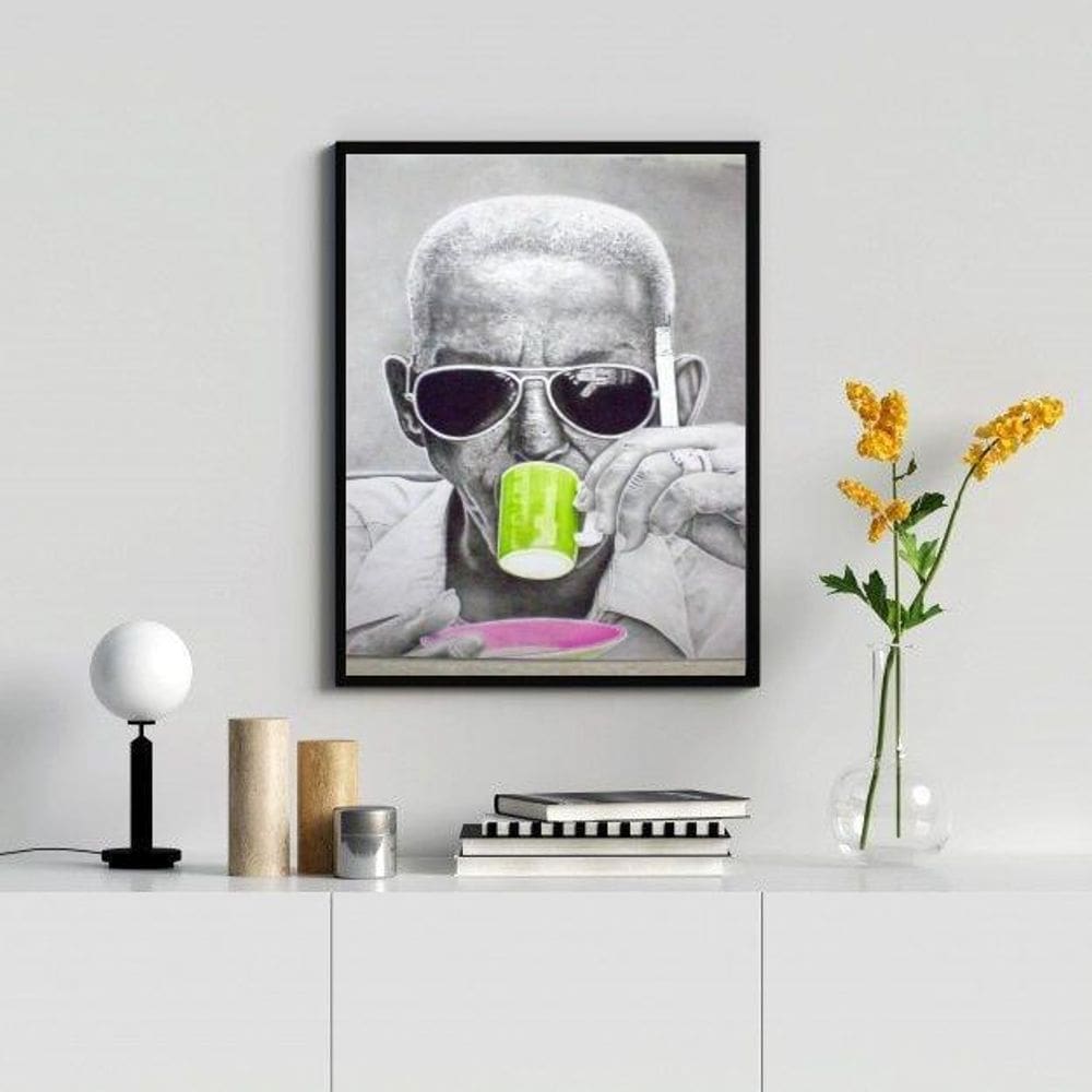 Quadro Decorativo Cartola- Verde E Rosa 24X18Cm