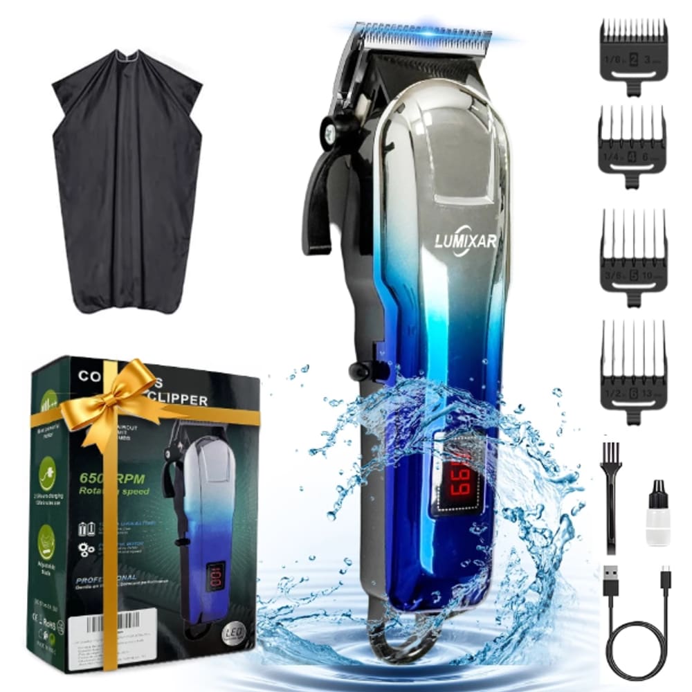 Maquina Cortar Cabelos sem Fio 5W Lumiar 4 Pentes Blue USB