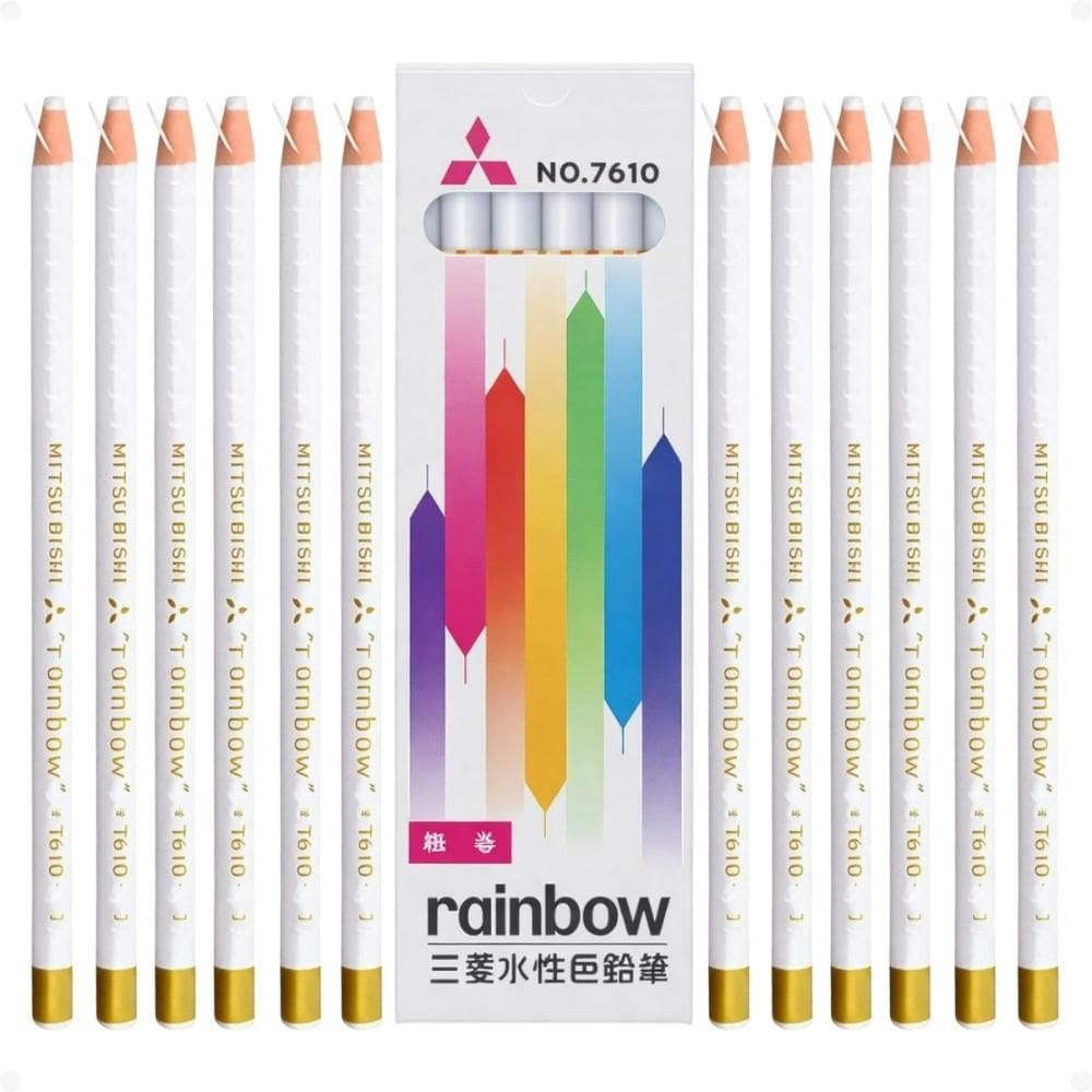 Kit Mitsubishi Rainbow: 12 Lápis Dermatográfico Branco 7610-1