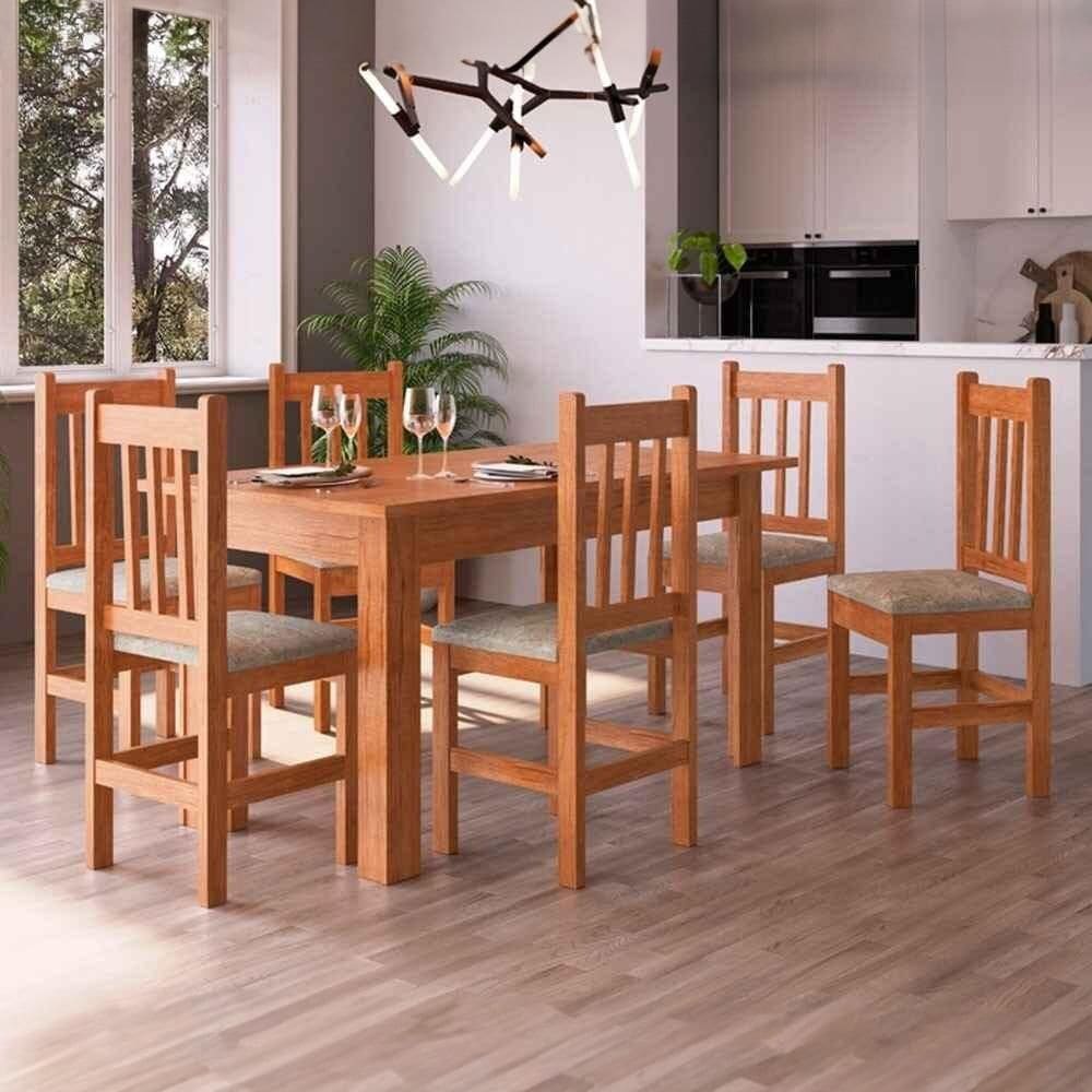 Conjunto Mesa de Jantar e 6 Cadeiras Zamarchi, Canela