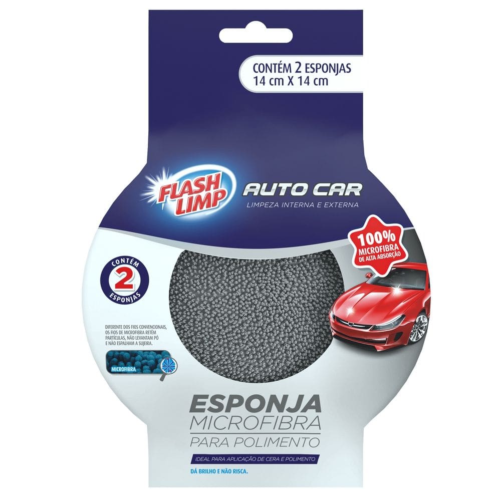 Esponja Microfibra para Polimento Auto Car - 2 peças - Flash Limp