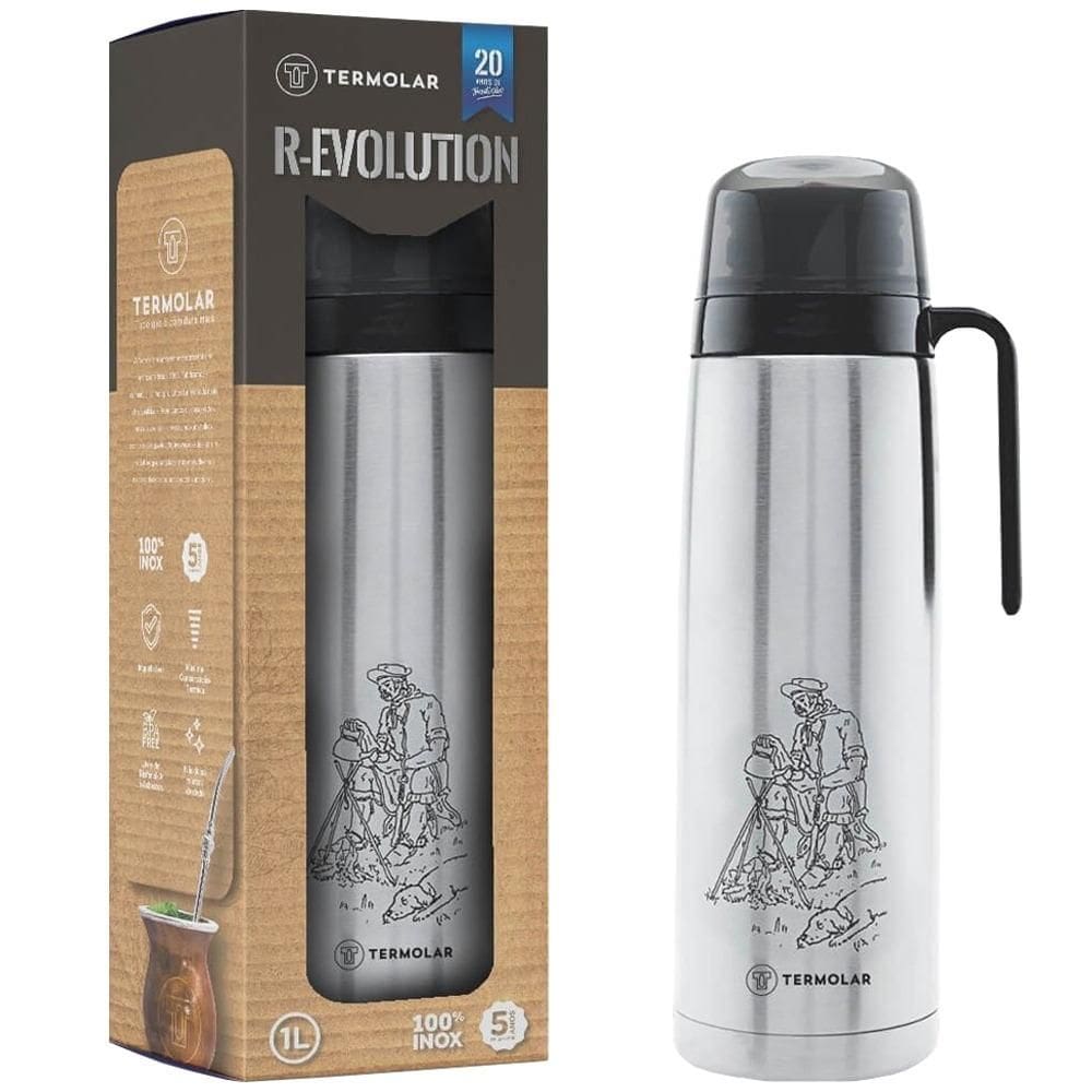 Garrafa Térmica Termolar R-Evolution Inox com Ampola Inquebrável, 1 Litro