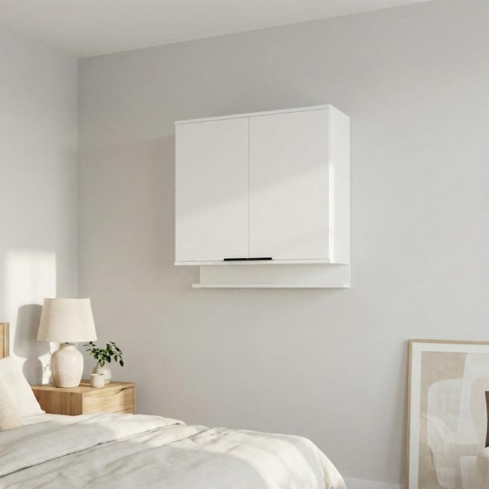 Armário Aéreo 2 Portas Miami Carraro Branco Dormitório