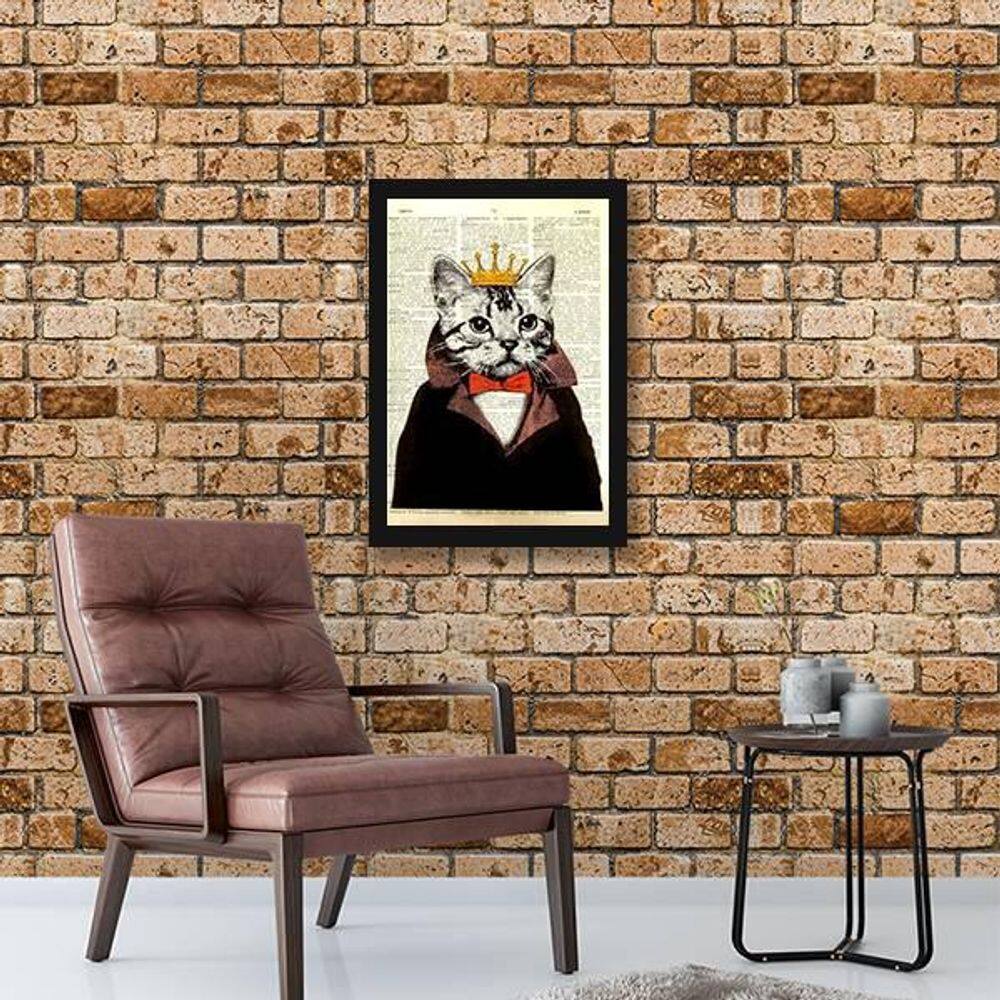 Quadro Decorativo Gato Rei 45X34Cm