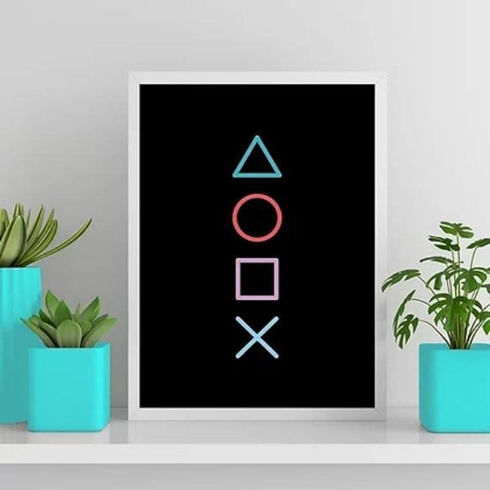 Quadro Gamer Símbolos Vídeo Game 33X24Cm