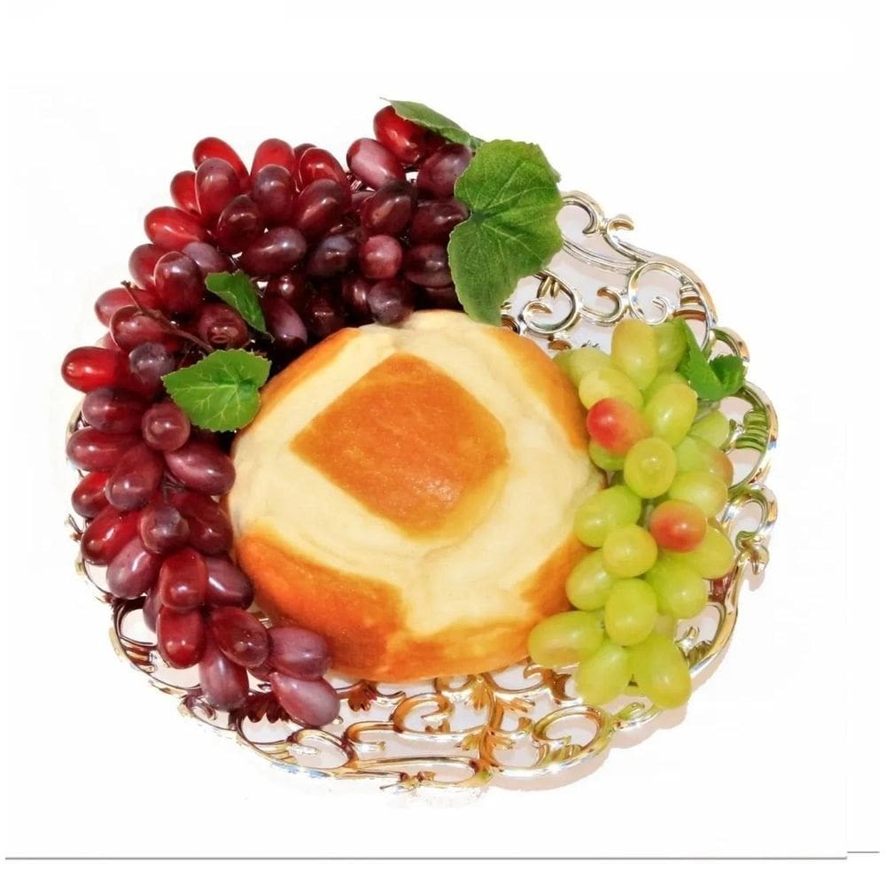 Kit Bandeja, Uva, Pão Decoração De Café Santa Ceia Prata