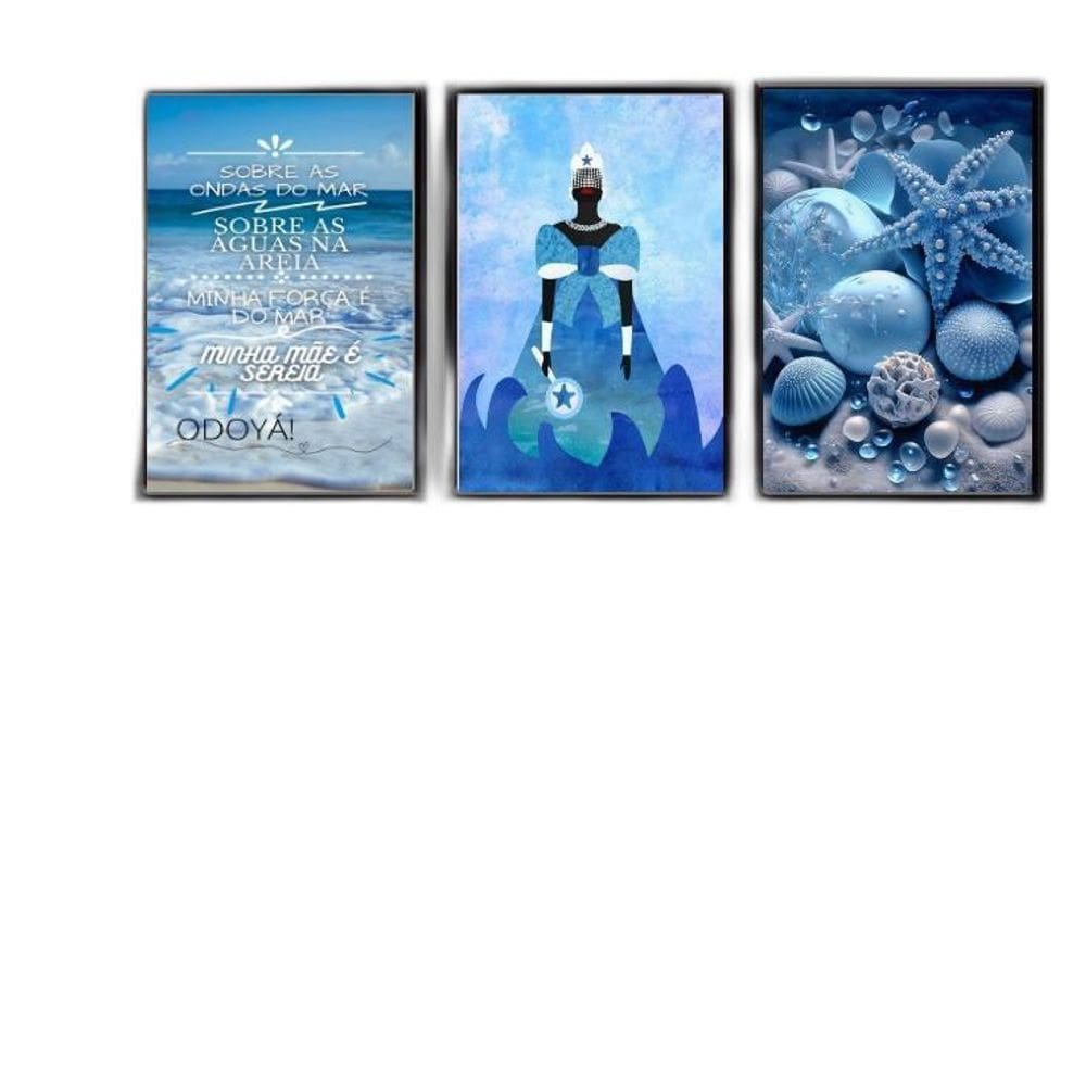 Kit 3 Quadros Orixá Iemanjá- Odayá 33X24Cm