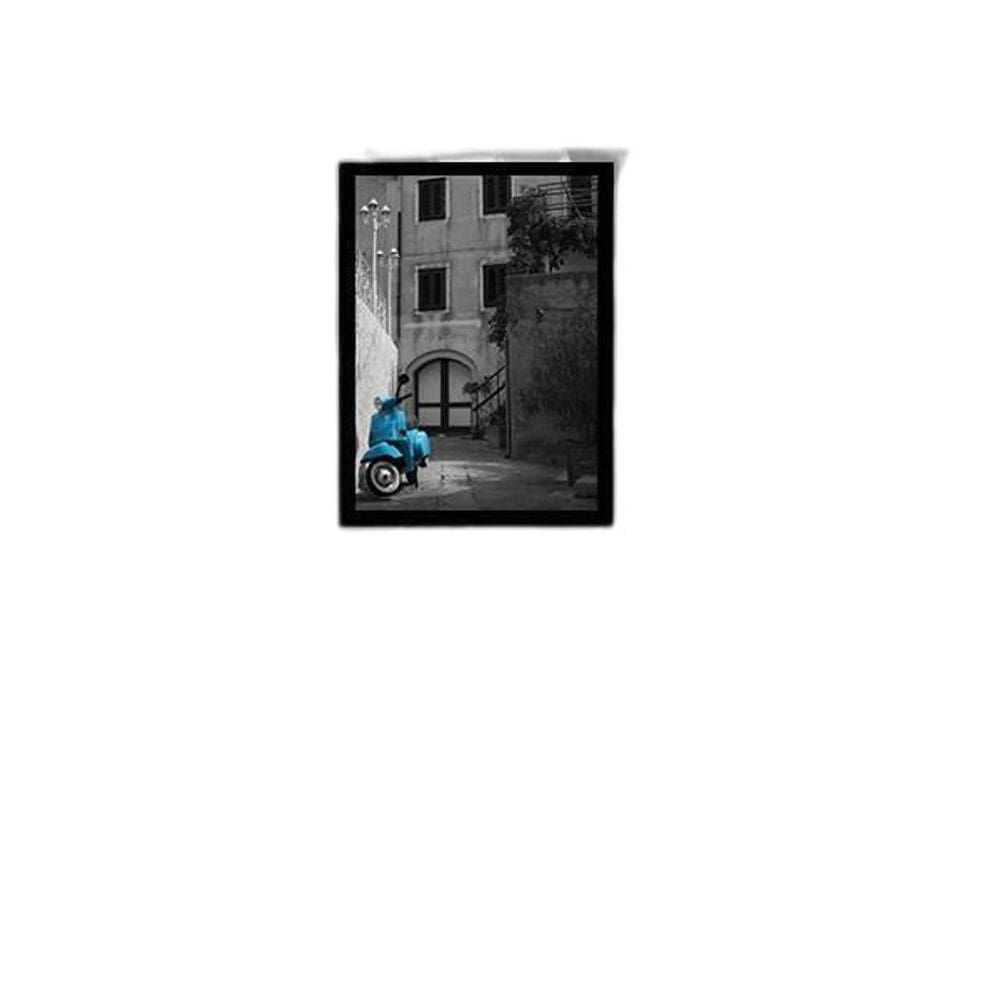 Quadro Fotografia Lambreta Azul 24X18Cm - Com Vidro
