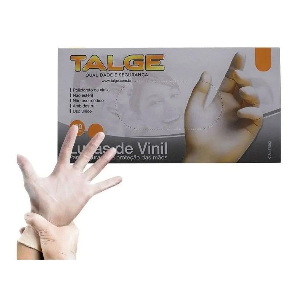 100 Luva Vinil Procedimento Antialérgica  1Pct  M Com Pó