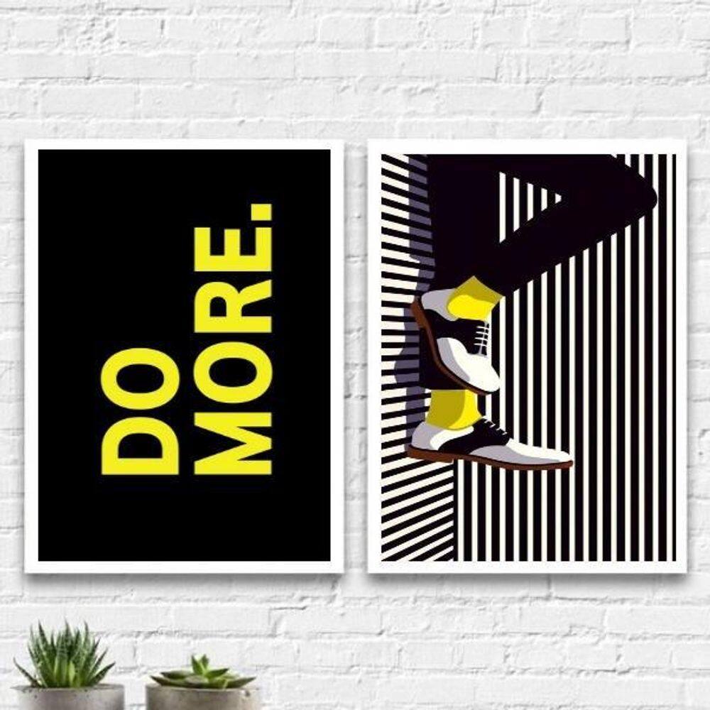 Kit 2 Quadros Decorativos Do More 33X24Cm Moldura Branca