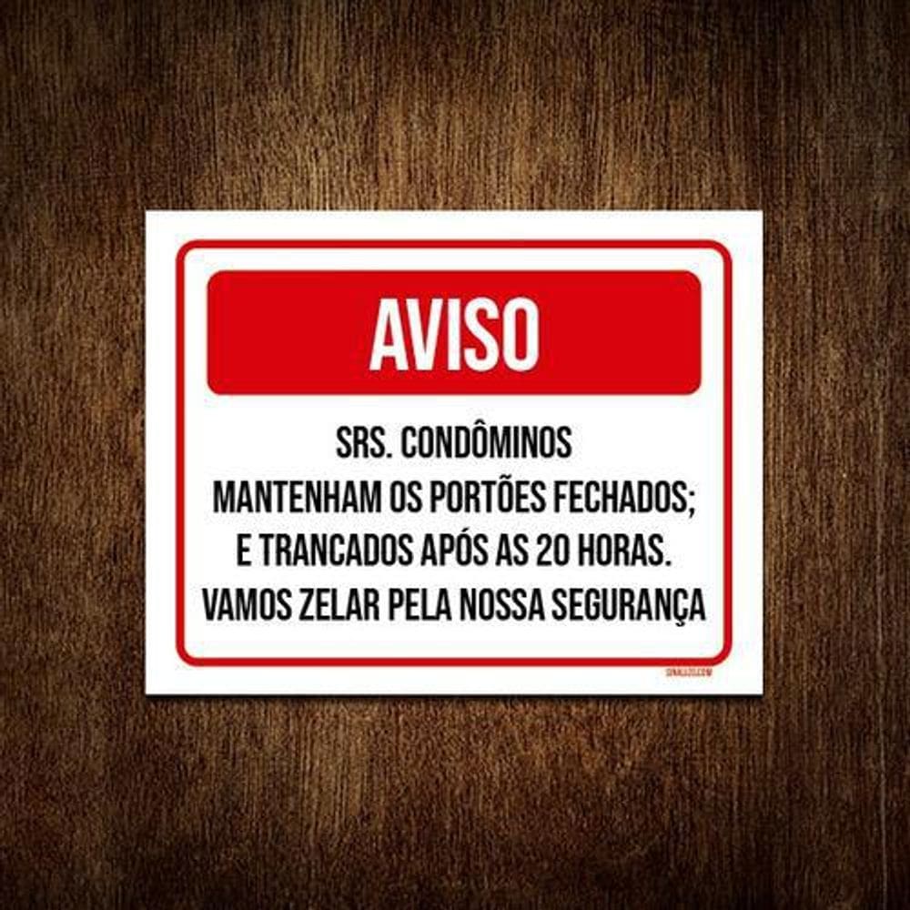 Kit 10 Placa Vermelha Aviso Confôminos Trancado 20 Horas