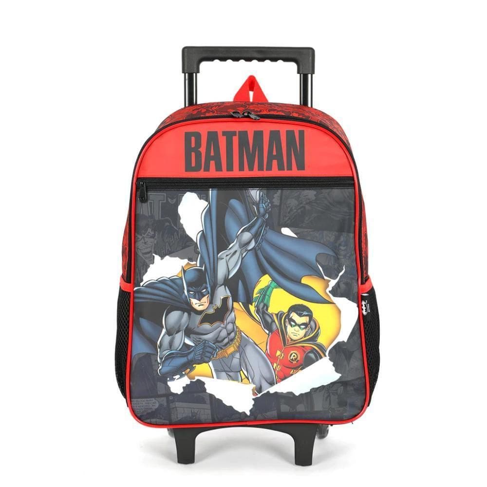 Mochila Carrinho Escolar Vermelha Batman E Robin