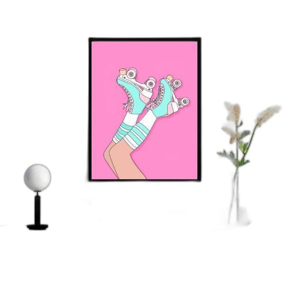 Quadro Decorativo Patins 33x24cm - Madeira Preta