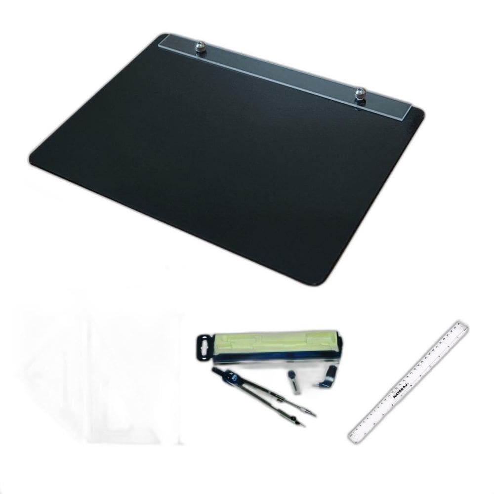Kit Desenho Técnico Prancheta A4 Preto Esquadro 26Cm Cis170