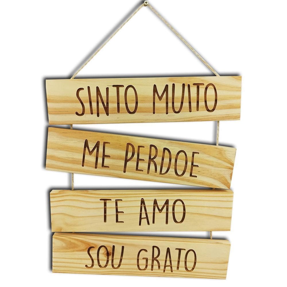 Placa Decorativa Ho`Oponopono De Madeira - 35X51Cm