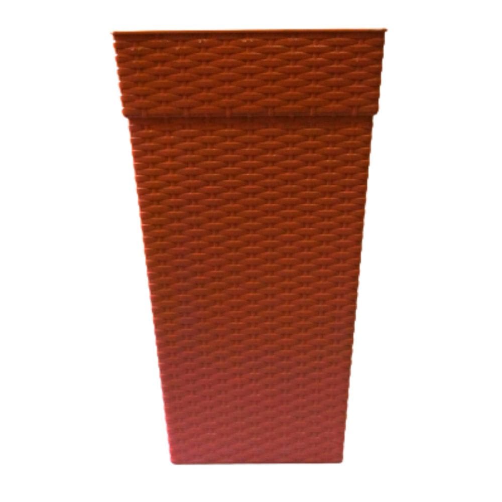 Jogo 4 Vasos Rattan Plástico Grande Polietileno Decorativo