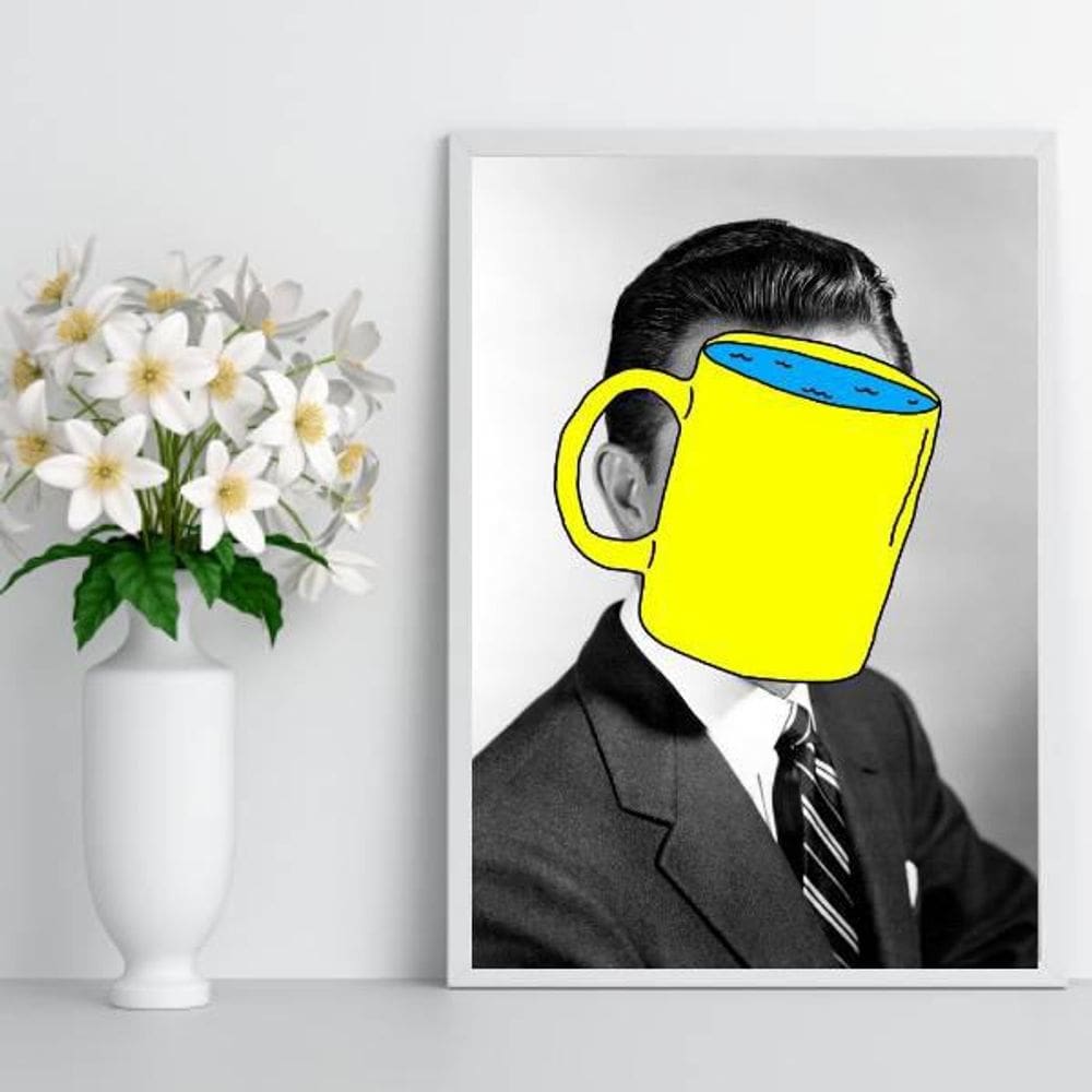 Quadro Decorativo Só Penso Em Café 45X34Cm