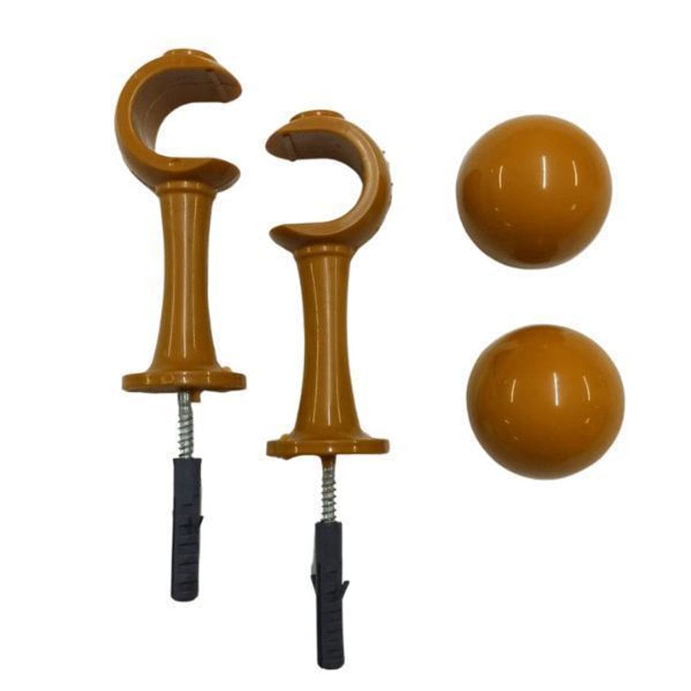 Kit Varao Cortina Cor Suporte Simples 28Mm Palha