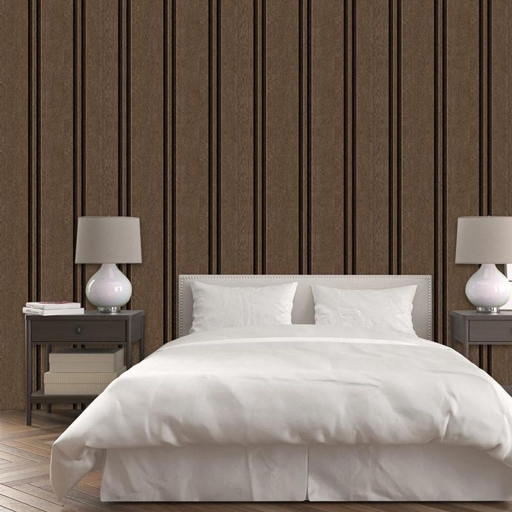 Papel De Parede Ripas Angelim Escura Ripado Lavavel Adesivo