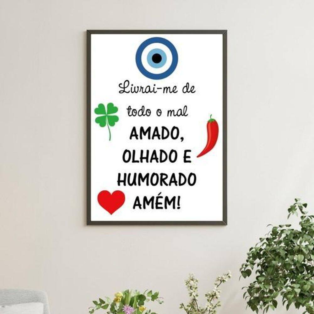 Quadro Para Afastar Más Energias 24X18Cm Moldura Preta