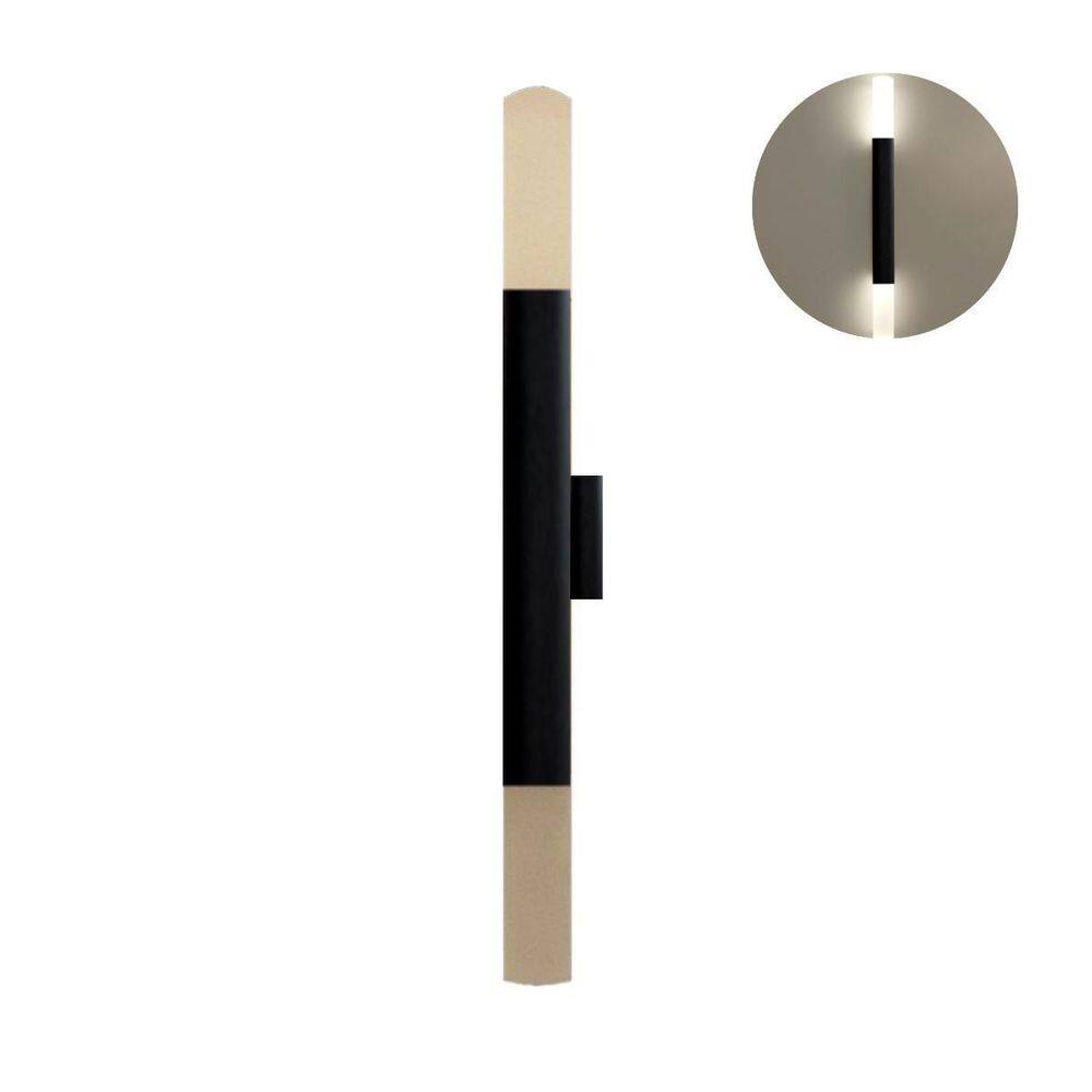 Arandela Cilíndrica 2 Fachos Alumínio 55cm Preto Fosco