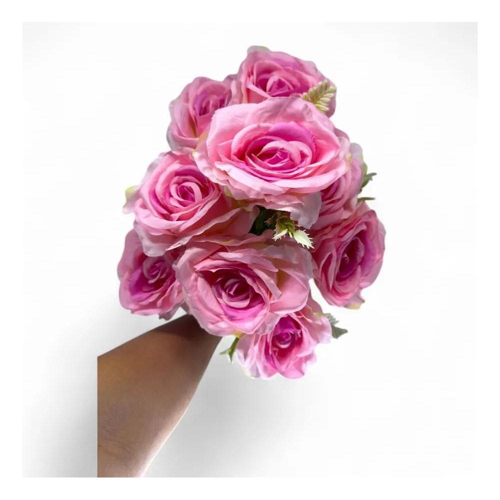 Buquê Rosas Grandes Artificiais 9 Flores Realistas De
