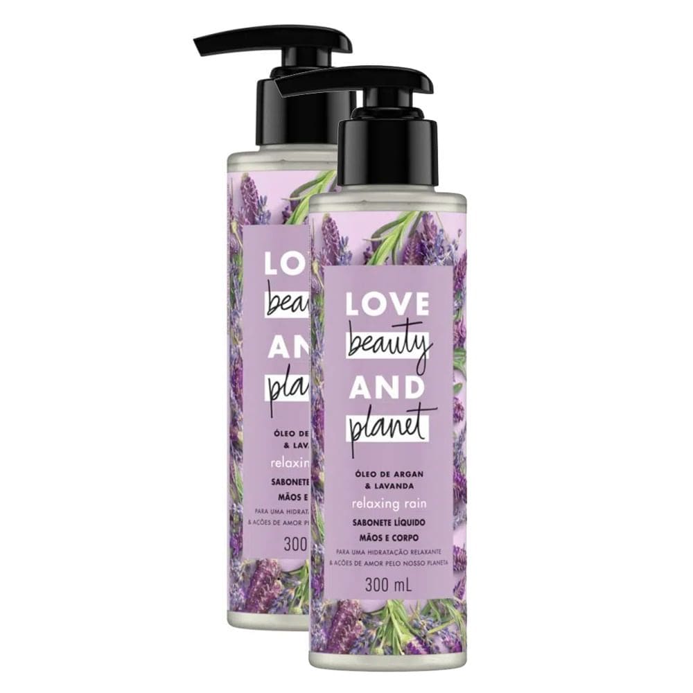 Sabonete Líquido Love Beauty And Planet Relaxing Rain 300ml Kit com duas unidades