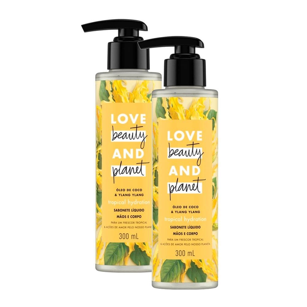 Kit 2 Sabonete Líquido para Mãos e Corpo Love Beauty And Planet Óleo de Coco e Ylang Ylang 300ml