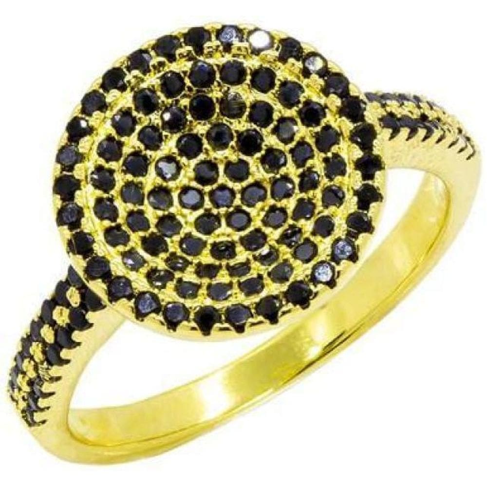 Anel Leandra Microzirconias Onix Folheado A Ouro