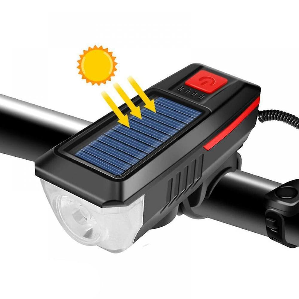 Farol de Bicicleta LED T6 Bike Solar USB 350lm 200m 5 Modos