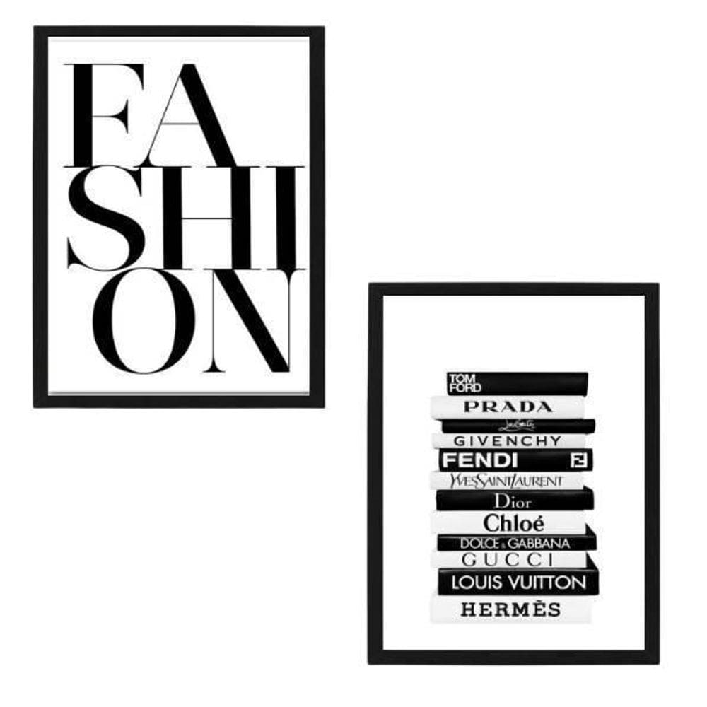 Kit 2 Quadros Decorativos Livros Fashion