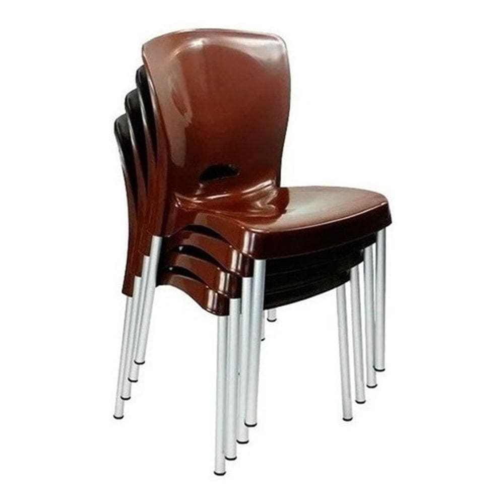 2 Cadeiras De Plástico Com Pés De Alumínio Forte 140 Kg