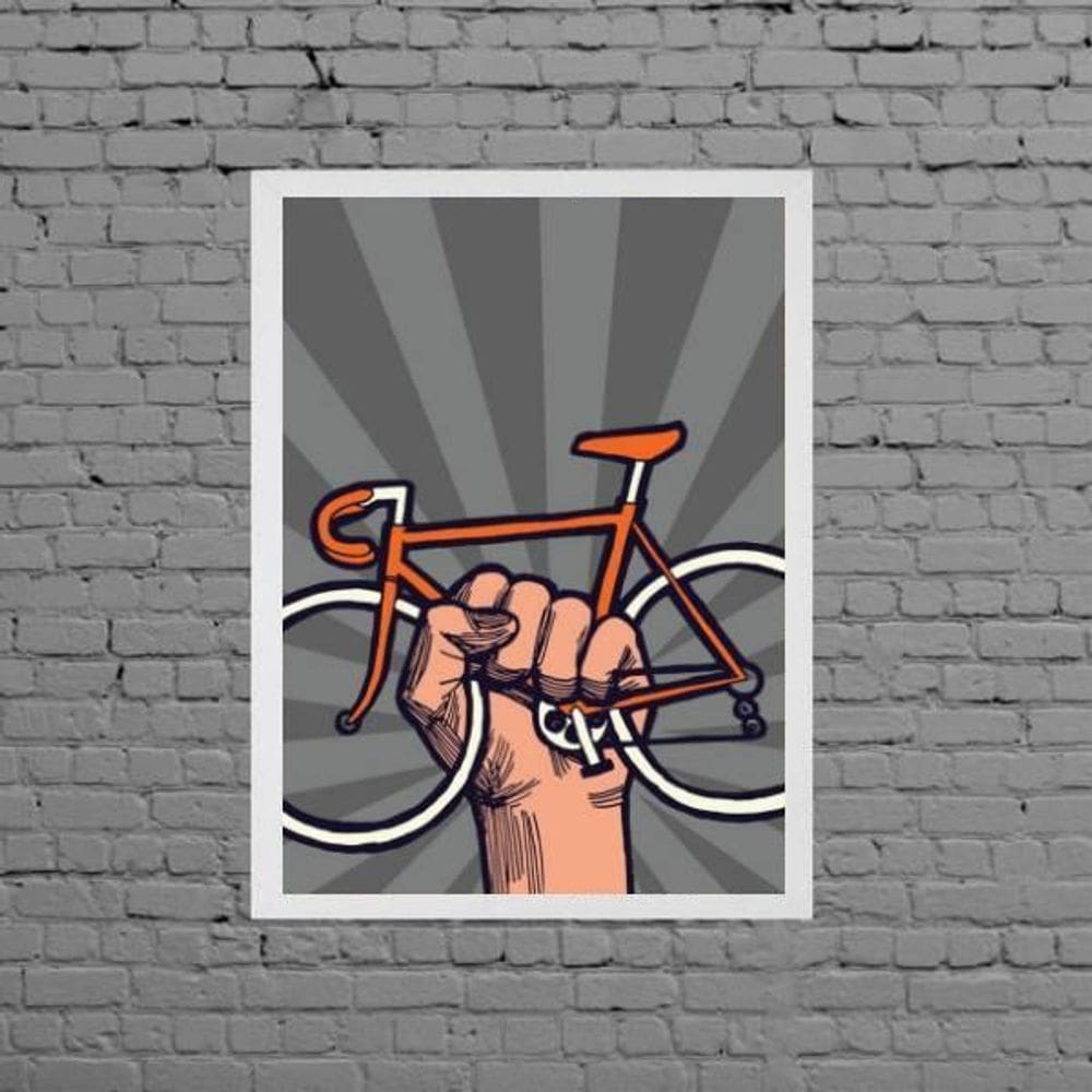 Quadro Decorativo Bike Revolution 33X24Cm Moldura Branca