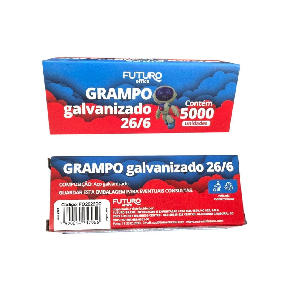 Grampo Para Grampeador 26/6 Galvanizado C/20.000 Grampos